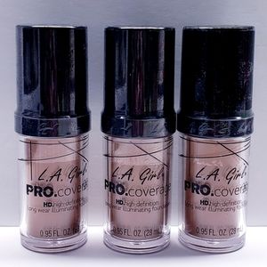L.A. Girl Pro Coverage Longwear Illuminating Foundation, GLM651-BRONZE (3 pack)